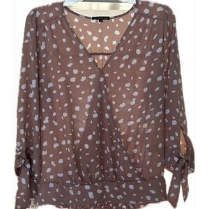 West Kei Brown Polka Dot Blouse